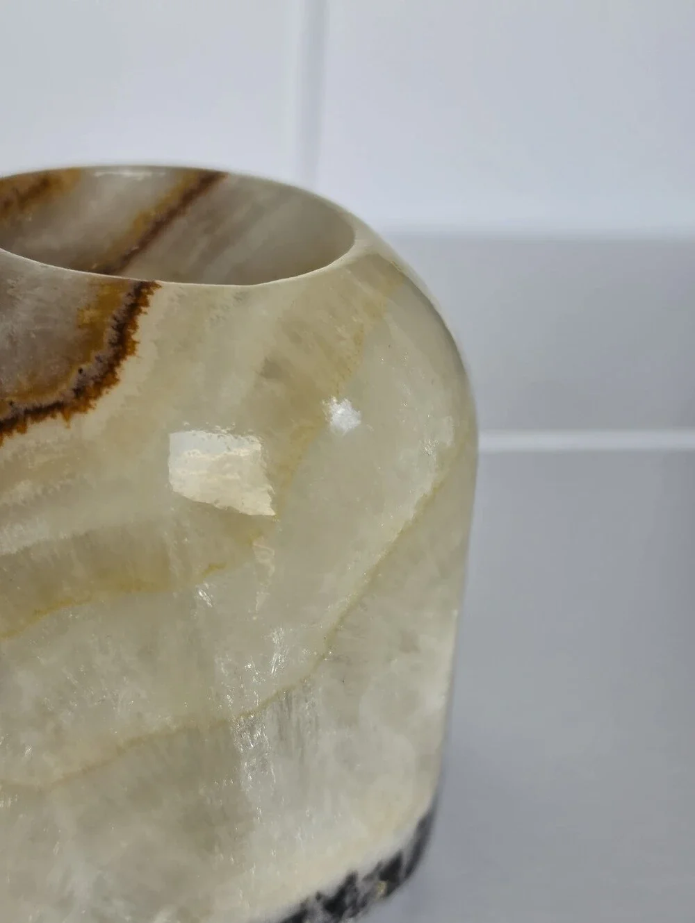 CRYSTAL CANDLE HOLDER | Natural Earth Crystal Carved Candle Holder Onyx Freeform